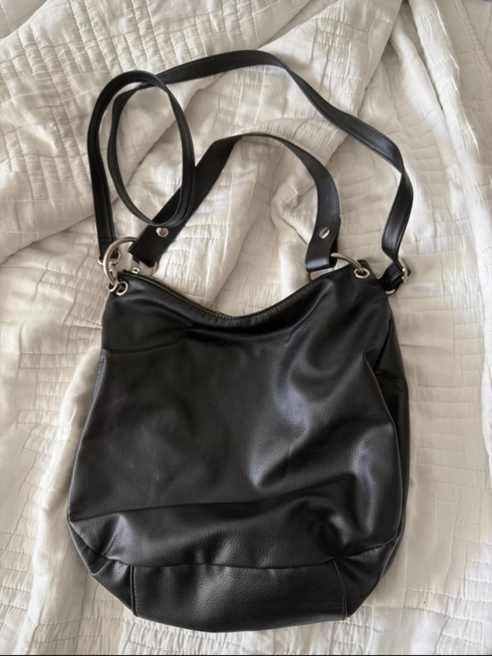 H&M Black Faux Leather Crossbody Shoulder Bag